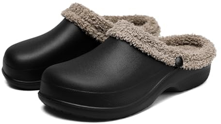Pantofole impermeabili foderate in pelliccia da donna 2025, zoccoli da giardino foderati in pelliccia, unisex, invernali, calde, comode, scarpe da giardino, leggere, antiscivolo, per interni ed