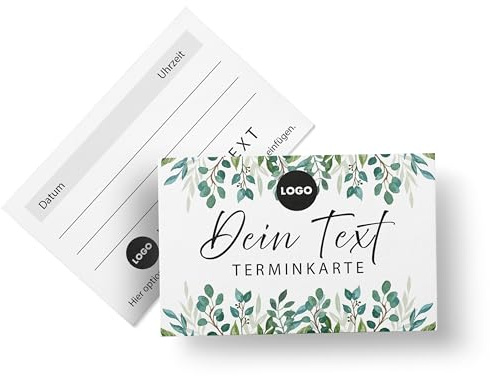 Terminkarten erstellen – 50 Karten mit Name, Logo personalisiert – für Friseur, Kosmetik, Massage – gut beschreibbar – made in Germany – (Motiv 3)