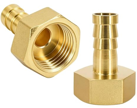 RIIRCSGE 2 Piezas Conectores de Latón, Macizo de 10 mm a Rosca, Hembra BSP de 1/2 Pulgada para Manguera, Acoplador Adaptador de Púas para Agua, Aire, Combustible, Aceite, Gas, Bricolaje, Hidráulicos