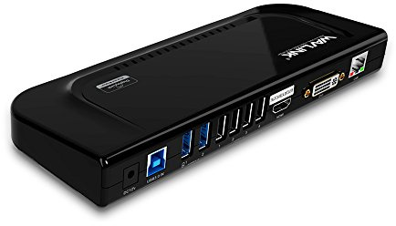 Wavlink USB3.0 Universelle Docking Station Multifonction avec Dual Video Display Outputs HDMI/DVI/VGA jusqu'à 2048 x 1152, Gigabit Ethernet, Audio, 6 Ports de USB pour MacBook Neo, Ultrabook et Pcs