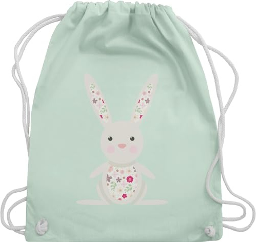 Turnbeutel Rucksack - Taschen - Süßer Hase Frühlingstiere I - Unisize - Pastell Grün - stoffbeutel kindergarten hasen tasche osterhasen oster beutel geschenke zu ostern osterhase hasenmotiv