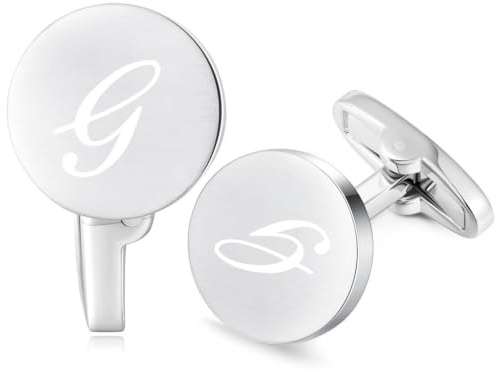 HONEY BEAR Briefe Initialen Buchstabe manschettenknöpfe Herren Edelstahl Hochzeit Cufflinks Manschettenknopf Gebürstetes Silber,MEHRWEG