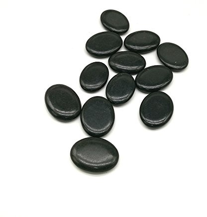 Windfulogo 12Pcs Professional Small Massage Hot Stone Set Natural Lava Heated Stones Basalt Warmer Rock for Spa, Massage Therapy 1.18 x 1.57 x 0.31in(3x4x0.8cm) Black