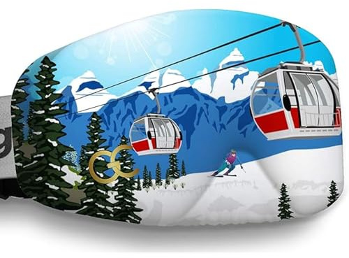 GogglesCover Ski Goggles Protective Cover, Protective Goggle Cover Portable, Ski Goggle Cover Sleeve Anti-Scratch, Ski Goggles Accessories, Ski Equipment, Cable Car Design Premium