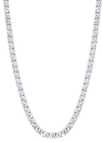 KRKC&CO Tennis Kette 3mm, 14K Weißgold beschichtet Tennis Chain Herren Damen, Nickel-frei Iced Out Ketten mit 5A Zirkonia Steine, Geburtstag Geschenke für Männer Frauen, Größe 45,7cm