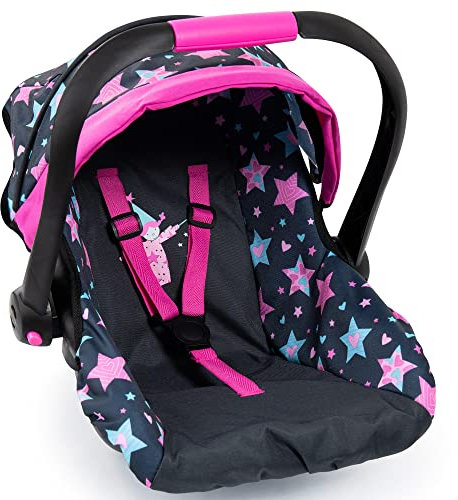 Bayer Design 67906AA Puppen-Autositz EasyGo, Puppenzubehör, passend zu Vario-Puppenwagen, mit Abdeckung, schwarz, Fee mit Muster, 46 cm