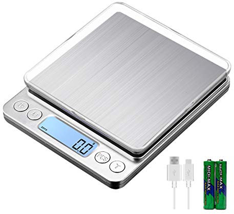 KUBEI Upgraded USB Charging Small Kitchen Scale, 3kg/0.1g Mini Food Electronic Scale, High Accuracy Cooking Scale, Pocket Scale with LCD Display