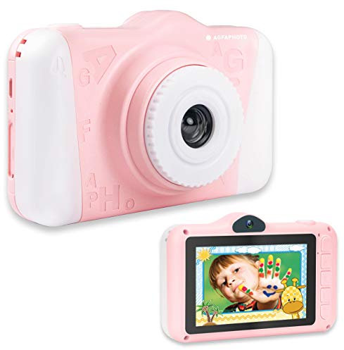 AgfaPhoto Macchina fotografica bambini | Realikids Cam 2 HD digitale per bambini con slot per schede SD | Batteria al litio e design ergonomico | Rosa fotocamera bambini con solida impugnatura