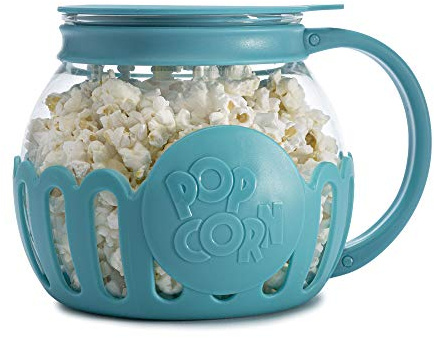 Ecolution Patentierter Mikrowellen-Popcorn-Popper, Borosilikatglas Kunststoff, blaugrün
