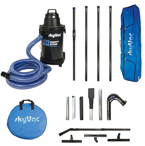 SkyVac Mighty Atom Wet & Dry Gutter Vacuum 6 metres (20 feet) Reach + Clamped Poles