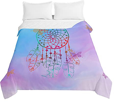 Surwin Tagesdecke Bettüberwurf Steppdecke für Doppelbett Einzelbett, Mikrofaser Wattiert Gesteppt Bettdecke 3D Traumfänger Dünne Tagesdecken mit Ultraschall Prägung (Lavendel,200x230cm)