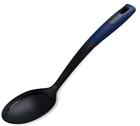 Tasty Everyday Serving Kitchen Spoon with Measurements, Non-Stick Cooking Spoon with Tablespoons Measurements & Soft Grip Handle, Stirring Spoon, Non-Scratch, Colours: Dark Blue, Grey