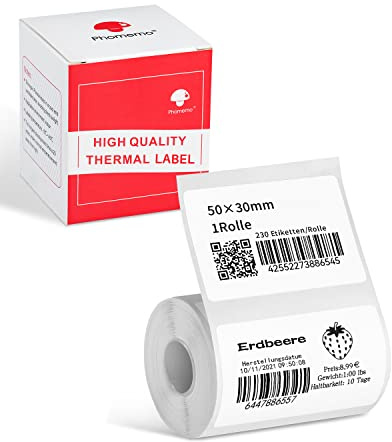 Phomemo M220 Etikettenpapier für M220 M250 M221 M120 M150 M108 M110 M421 | Etikettendrucker, Multifunktionales Selbstklebendes Etikett für Name, Preis, Adresse, 1 Rolle, 50x30mm,230 Etiketten/Rolle