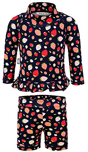 JAN & JUL UV Protective Long Sleeve Girls Bathing Suit, Quick-Dry (4T, Strawberry)