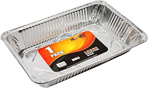 Best House Rectangular Aluminium Foil Baking Trays - Foil Trays Container for Food Storage, Baking, Roasting, Takeaway and Party, Freezer-Safe Baking Pan (L 43.1 X W 31.3 X H 8.1 cm) (Pack of 5 Trays)