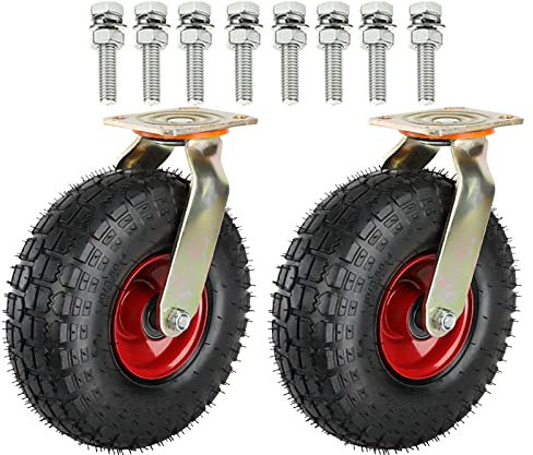 2 Stück Strapazierfähige Lenkrollen Luftreifen Rollenlager, Geräuschlose Dämpfung Pannensicher/Vakuumradm, Luftreifen Gummi Lenkrolle Für Plattformwagen, Transportrolle Mit Schrauben ( Size : 10inch )