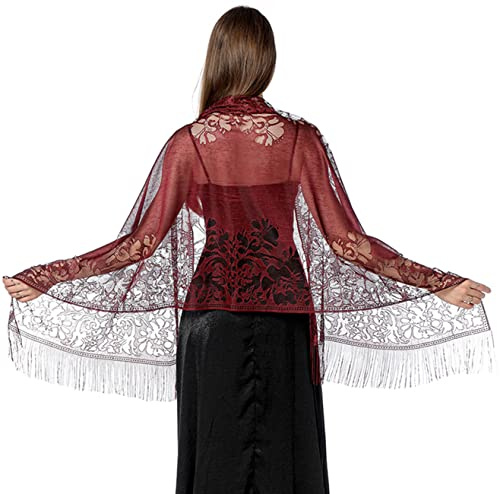 FAIRYGATE Schal Damen Stola für Damen Festlich Spitzenschal Party Schals Für Abendkleid weicher Cashew Schal Hochzeitskleider A0605