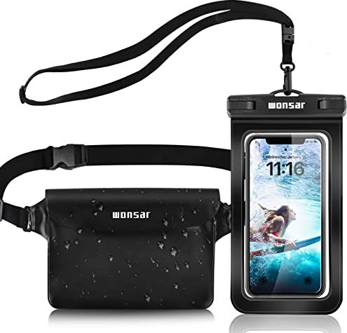 wonsar wasserdichte Tasche, wasserdichte handyhülle Unterwasser, wasserdichter Beutel, wasserfeste Tasche Bauchtasche wasserdicht für Wassersport, Strand, Schwimmen, Bootsfahrten usw