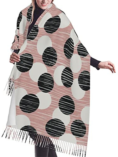 600 Damen Schal Schwarz-Weiß-Punkt Schals Für Damen Weiche Damen Winterschal Innen Damen Halstuch Für Frauen Geschenk Freizeit 72X197cm