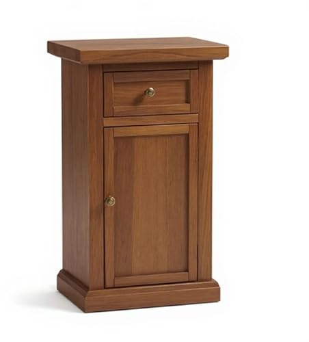 Mar.c.a. Design - Meuble entrée porte téléphone de sol haute couleur noyer foncé en bois de peuplier avec porte latérale, 1 tiroir et une porte, meuble téléphone, art pauvre 46 x 31 x 76 cm