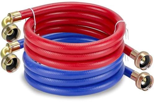 6 FT Washing Machine Hoses with 90 Degree Elbows Universial Rubber Washer Hose No-Lead Burst-proof Hot and Cold Water Supply Hoses for Washing Machine - 2 PACK by Fetechmate