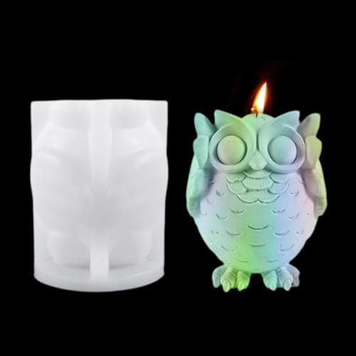 DeryArcle 3D Kerzen Silikonform, Eule bedeckt die Ohren harzformen,Tier Gießformen Epoxidharz silicone candle mold für DIY Duftkerzen Seifen Handwerks Skulptur Ornamente (Form A)