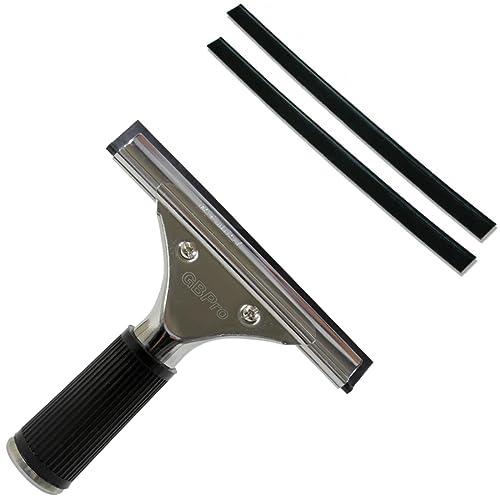 GBPro Professioneller Fensterabzieher aus Edelstahl, 15 cm, maschinengeschnittene hochwertige Gummiblätter, 2 Stück