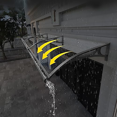 Vordach für Haustür Überdachung Transparentes Türdach Pultbogenvordach | 120x450cm Haustürvordach Fenstermarkise Polycarbonat Eingangsmarkise Waschbecken Bogenvordach für Balkon Fenster Hauseingang