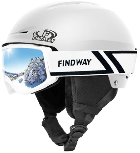 Findway Ski Helmet Set, Snowboard Helmet with Goggles for Adults [Shockproof] Safety Durable ABS Shell and Protective EPS Foam Inner Shell, Snow Sports Helmet and Glasses for Men Women Youth