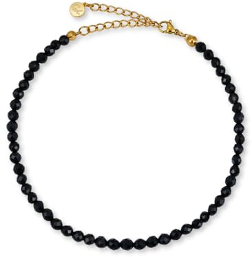 GD GOOD.designs Fussketten für Frauen mit echten Perlen 4mm - Wasserfest - Naturstein Fußkettchen bunt mit verstellbaren Verschluss in 18K Gold