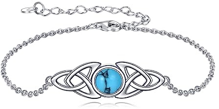 YAFEINI Keltische Armbänder Damen 925 Sterling Silber Mondstein/Türkis Armbänder Geschenk für Mädchen Keltische Mondstein/Türkis Schmuck
