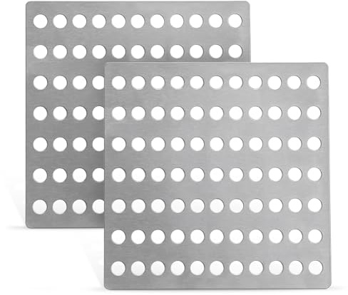 Copertura per scarico in acciaio, 15 x 15 cm, confezione da 2 coperture per scarichi a spirale antiruggine per esterni e interni, coperture di drenaggio in rete resistente, adatte come copertura per