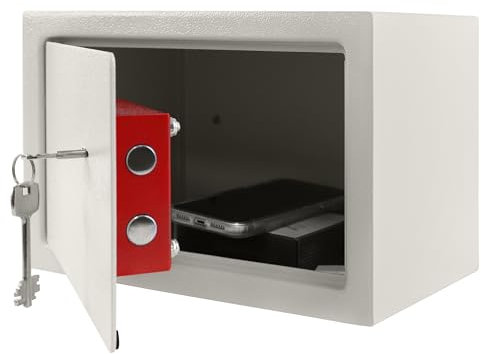 LZQ Cassaforte per mobili con serratura a doppia barba, serratura a chiave, da parete, armadietto per banconote, 2 chiavi, 31 x 20 x 20 cm