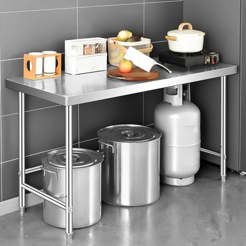 LOERSS Tisch Für Die Zubereitung Von Speisen Im Freien, Tisch Aus Edelstahl, Zubereitungstisch Aus Edelstahl, Kommerzieller Arbeitstisch, Grill-zubereitungstisch, Metall-arbeitstisch(80cm/31.5in)