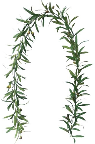 Guirlande d'Olivier de 73 Pouces - Branches Artificielles pour Décoration de Porte d'Entrée, Mur de Mariage et Maison - Verdure Portable
