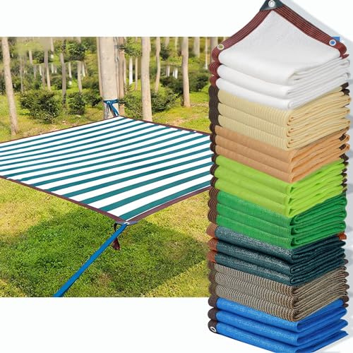 HQQMNY Tenda da Sole Rete di Protezione Solare con Occhielli Tasso di Ombreggiamento del 90% Rete ombreggiante Schermo per la Privacy per Piante da Giardino in Serra(Stripes (Verde scuro + Bianco)
