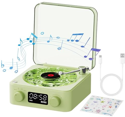 Streysisl Tourne-disques | The Waves BT Tourne-Disque – Tourne-Disque Portable, Tables tournantes Vintage pour disques, Divertissement, décoration de la Maison