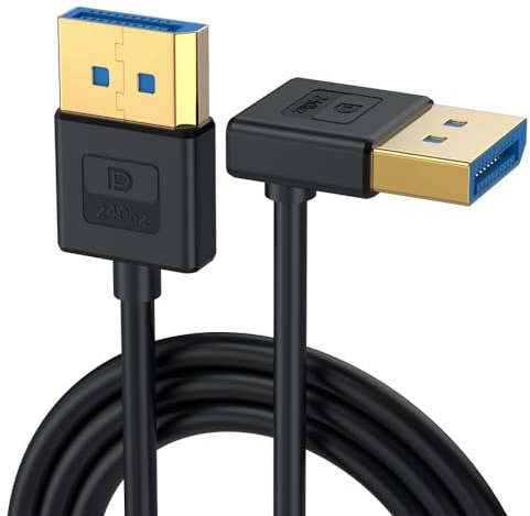 CY Cable Ultrafine Down Angled DisplayPort 1.4 DP to DP 100cm 8K 60hz Ultra-HD UHD 4K 144hz 90 Degree for Desktop Laptop Monitor