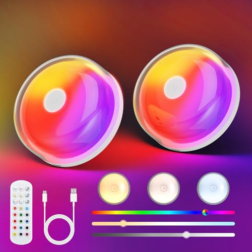 Funlenry Rechargeable Shower Light No Wiring - 15 Color Changing Mood Light for Shower Bathroom Closet Bedroom Livingroom, 2 Pack