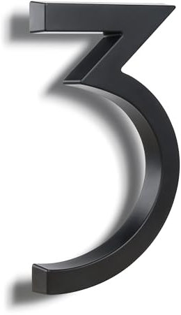 HASWARE Numéros de maison élégants en ABS de 6 pouces (15 cm) – Design élégant noir – Durable et facile à installer (noir, 3)