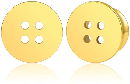 Vankula Ohr Tunnel 1 Paar Single Flared Flesh Plugs Knopf Edelstahl für männer damen Ohrpiercing Gestreckte Schmuck 8mm(0G) Gold