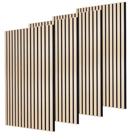 Dalsys Pannelli acustici 120x60cm, 4 pezzi rovere chiaro, rivestimento parete, pannelli parete in legno, parete lamellare con isolamento acustico