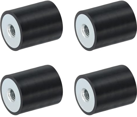 sourcing map 4 Stück 20 x 25 mm M6 Gewinde Innengewinde Gummi-Halterungen, Vibrationsisolatoren, ersetzt Anti-Vibrationspads, flacher Silentblock-Basisblock
