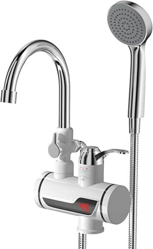 Leilaohu Robinet électrique avec Chauffe-Eau instantané 110V/220V 3000 W Chauffe-Eau instantané avec pommeau de Douche pour Cuisine, Jardin, Salle de Bain, Caravane, Camping Lower Inlet