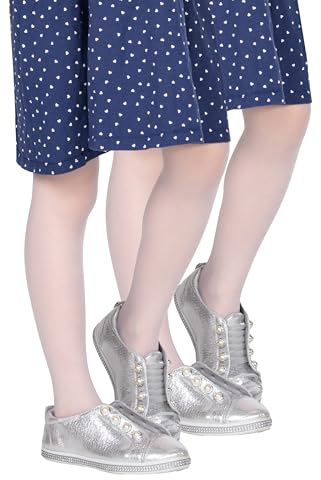 looksy Tonia 2-pack italienska strumpbyxor för flickor 20 DEN lätt transparent med fot strumpbyxor för balett dans skoluniform strumpor 2 par, VIT, 122-128