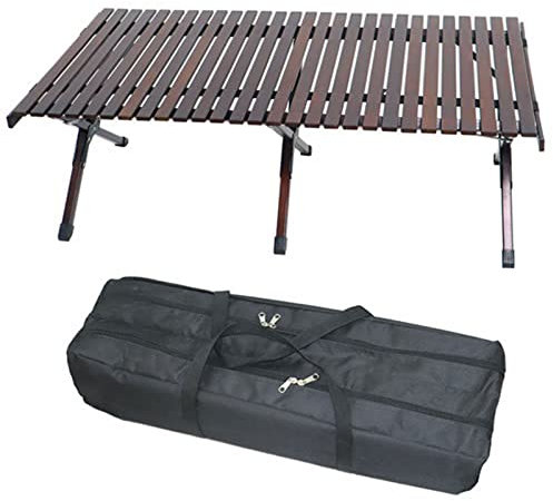 Tavolo da picnic pieghevole in legno per campeggio e barbecue, portatile, per esterni e interni, con tavolo da griglia e supporto per rotolo di torta