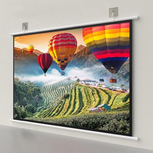 Écran De Projection Motorisé 16:9/4:3, Écran Enroulable Manuel Plafond Ou Mur Angle De Vision 178º, Écran De Projection 4K HD, Écran De Projection Portable Extérieur,Facile À Enrouler(16:9,30)