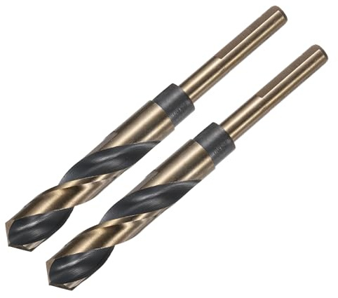 QUARKZMAN Spiralbohrer 16,5 mm 150mm 10 mm Schaft 2 Stück | Metallbohrer HSS-4341 Reduzierte Schaft, Schwarz Nitrid & Gold Titanbeschichtet für Edelstahllegierung Metall Kunststoff Holz