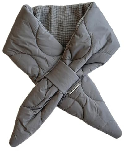 TYATVS Puffer Pull Through Scarf Triangle Scarf for Women Neckerchief Downtown Girl Aesthetic Accessories Winter (Grey)