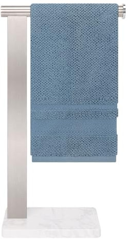 Stainless Steel L-Shaped Hand Towel Holder, SUS304 Bathroom Towel Rack with Thickened Base for Countertop Vanity (Brush Nickel, Square Base)